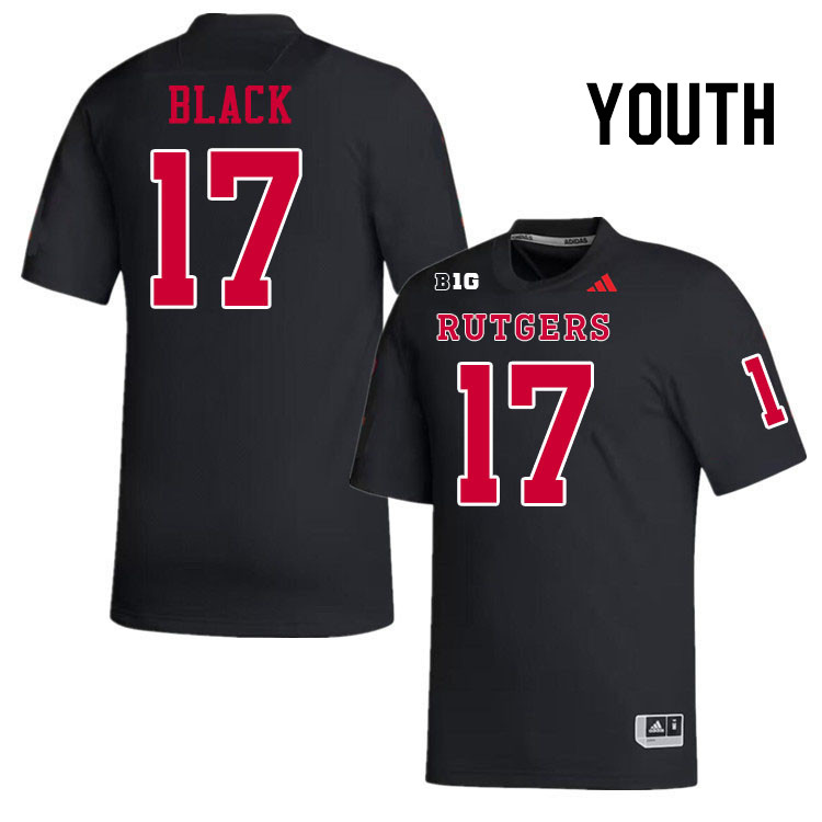 Youth #17 Ben Black Rutgers Scarlet Knights 2024 College Football Jerseys Stitched-Black